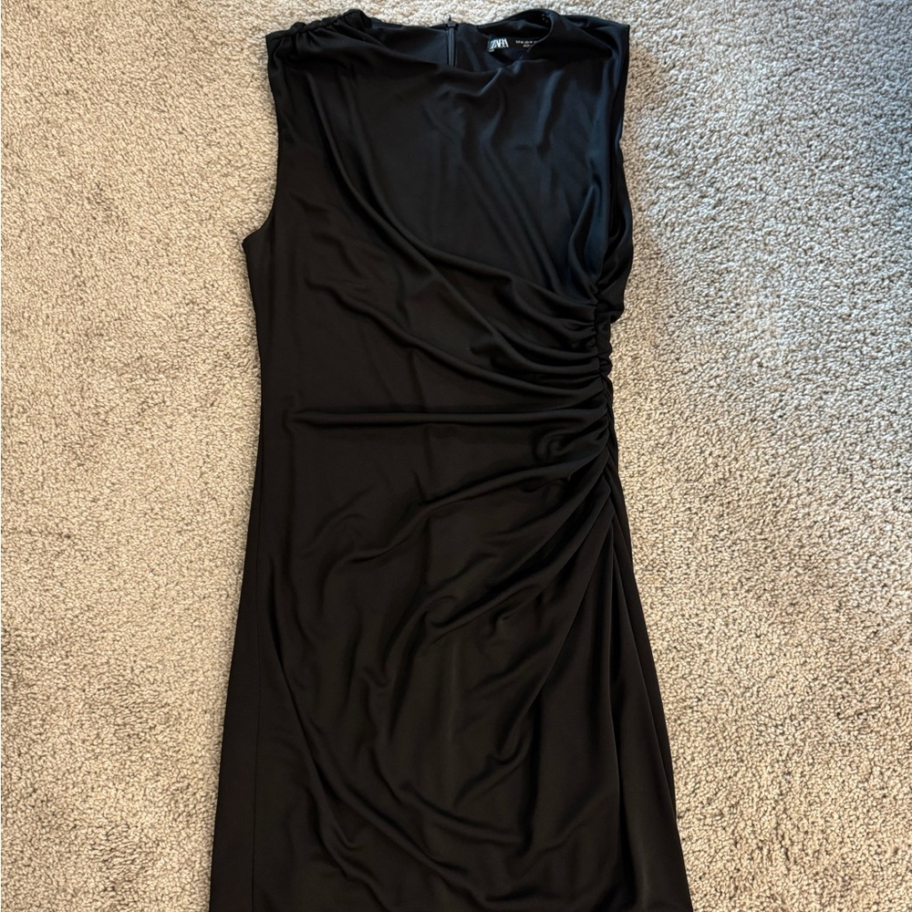 Zara Black Ruched Mini Dress